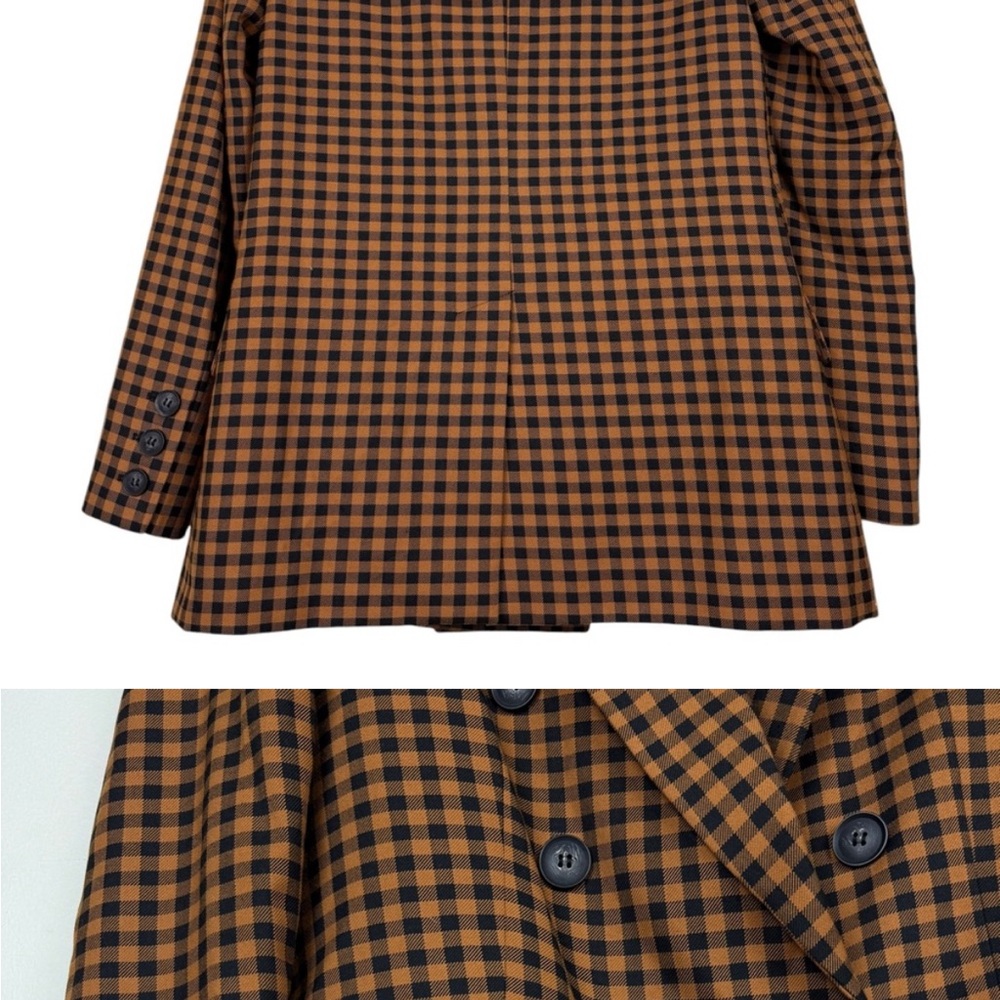 Free People Brown and Black Checkered Blazer
